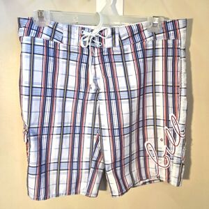 Billabong Juniors Size 5 White and Blue Plaid Shorts